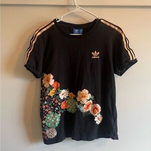 adidas Black Tee with Gold Trefoil